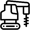 Excavator Auger Vector SVG Line Icon