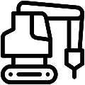Excavator Hydraulic Hammer Vector SVG Line Icon