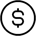 Dollar Coin Vector SVG Line Icon